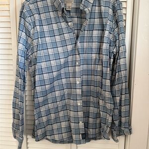 L.L. Bean Casual Light Blue Plaid Button Down Shirt